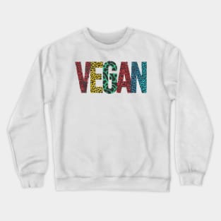 Vegan Word Art T-Shirt #2 | Bright Animal Print Letters Crewneck Sweatshirt